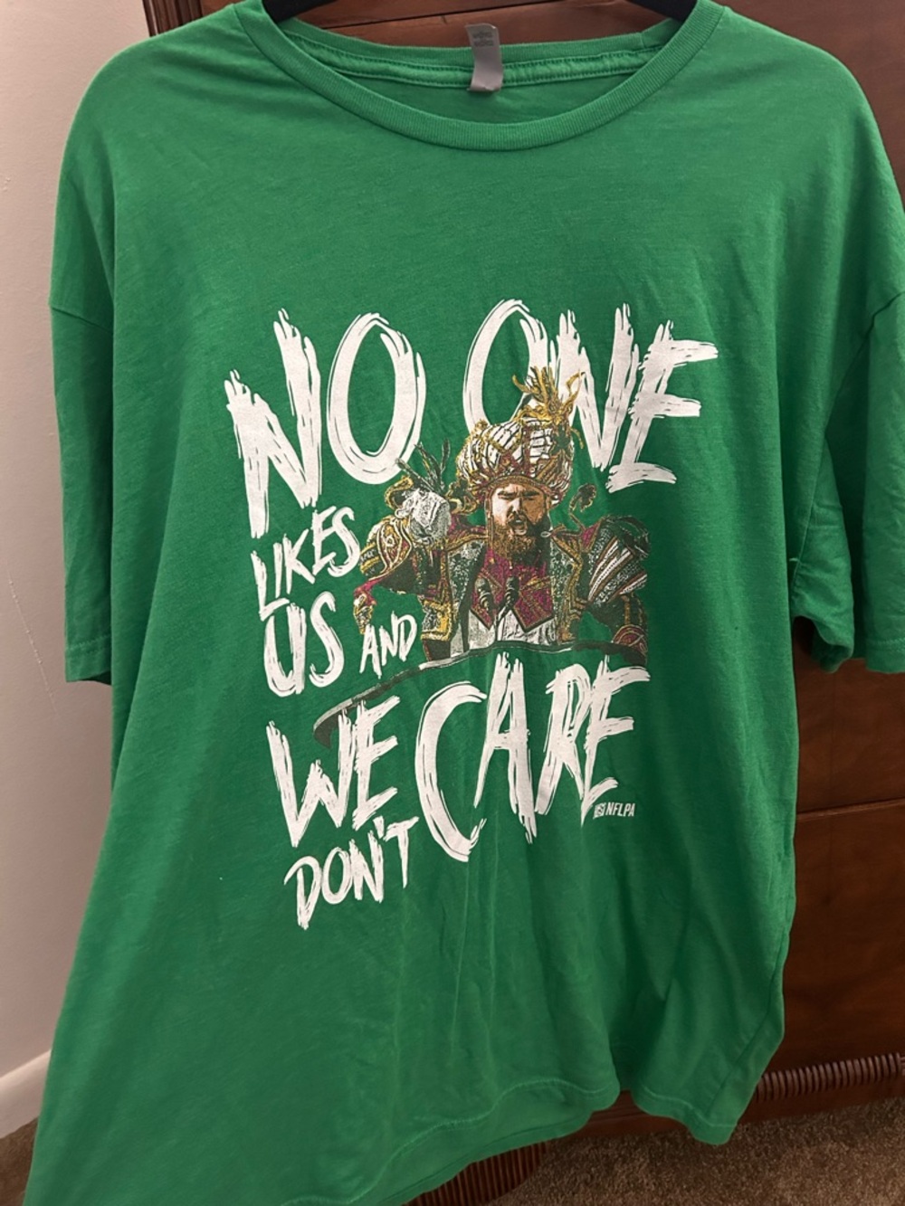 Eagles Jason Kelce Graphic Tee - Kelly Green "No One Likes Us And We Don't Care"